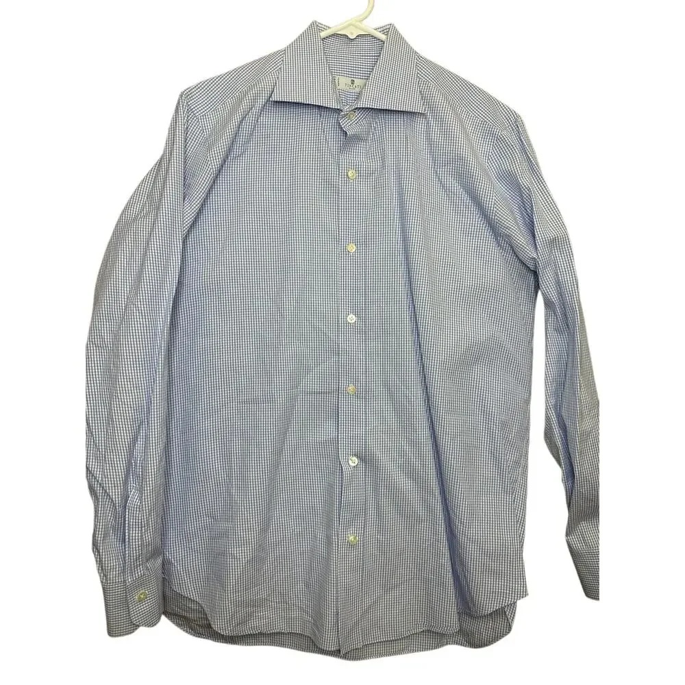 Tincati Milano Button Down Long Sleeve Shirt Size 16 1/2 42 Blue Bundle casual - Picture 2 of 16